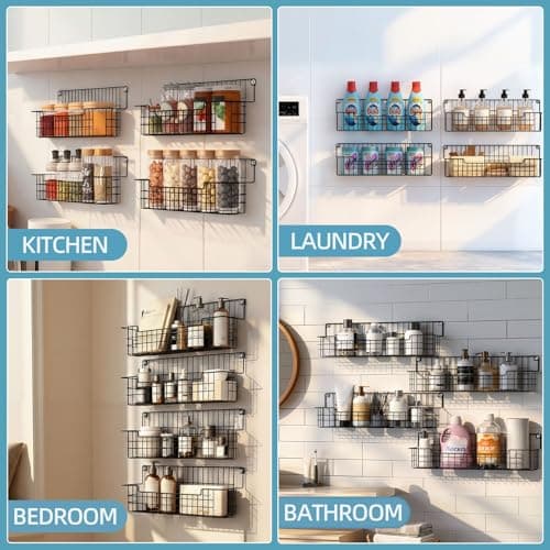 AURIKAR Spice Rack Wall Mount, Spice Organizer for Cabinet & Pantry Door, Set of 4 Hanging Spice Rack Saving Space for Kitchen, Black 9