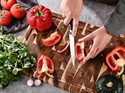 AOKEDA 16-Piece Kitchen Knife Set with Block, with Kitchen Shears and Sharpener, High Carbon German Steel(Natural Wenge) 5