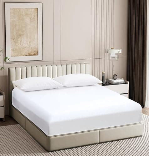 Split King/2 Pack Twin XL Fitted Sheet Only, 100% Egyptian Cotton, 600 Thread Count, 8"-16" Deep Pocket Sateen Weave Bottom Sheet, Soft Breathable Hotel Quality (Split King/2 Pack Twin XL, White) 9