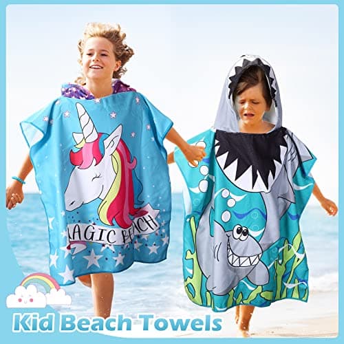 Oudain 6 Pcs Kids Hooded Towel Kids Bath Towels with Hood Microfiber Baby Pool Beach Towel for Boy Girls Toddler(47 x 24 Inch,Trendy Style) 6