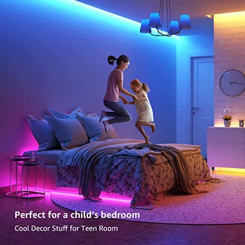 Lepro 65.6ft LED Strip Lights, Ultra-Long RGB 5050 LED Strips with Remote Controller and Fixing Clips, Color Changing Tape Light with 12V ETL Listed Adapter for Bedroom, Room, Kitchen, Bar(32.8FTX 2) 5