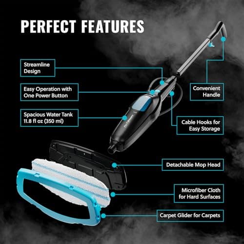 PurSteam Professional Steam Mop | Multi-Surface Floor Cleaner for Hardwood, Tile, Laminate & Carpet | Fast Heating, Lightweight & Chemical-Free Cleaning 7