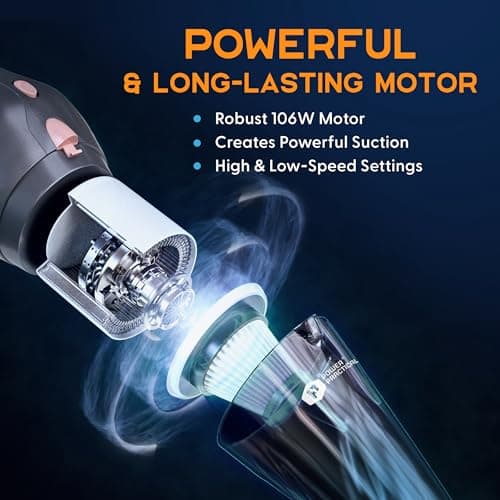 THISWORX Car Vacuum Cleaner - Portable, High Power, Handheld Vacuums w/ 3 Attachments, 16 Ft Cord & Bag - 12v, Auto Accessories Kit for Interior Detailing - Black 8