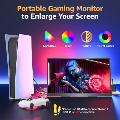 Upperizon Portable Monitor 18.5 inch FHD 125% sRGB 100Hz IPS HDR HDMI USB-C Travel Monitor for Laptop MacBook PC Surface PS5 Xbox, Large External Display with Kickstand & Speakers, VESA Compatible 7