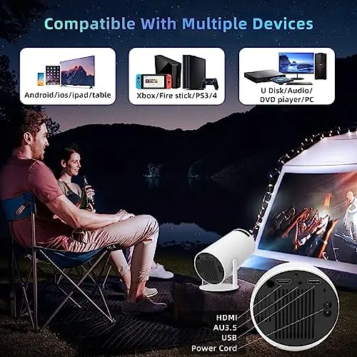 Limimart 40''-130'' Smart Mini Projector 4K 5G WIFI, Big Screen Experience with Premium 360 Sound, 5.0 Bluetooth Movie Projector Compatible With Android/iOS/Windows/TV Stick/HDMI/USB/Audio 3.5 white 6