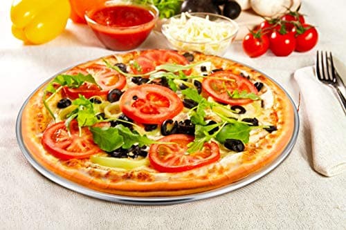 TeamFar Pizza Pan, 10” & 12” & 13.4”, 3 Pcs Pizza Pan Set Stainless Steel Pizza Pan Round Pizza Oven Pans Tray for Baking Serving, Healthy & Rust Free, Heavy Duty & Dishwasher Safe 6