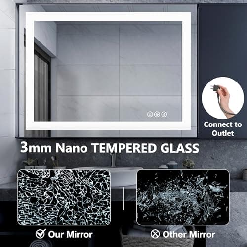 Sweetcrispy 32"x 24"LED Bathroom Vanity Mirror for Wall with Anti-Fog, Dimmable Rectangle Mirrors with Front Light and Backlit, Memory Function, Tempered Glass, Shatter-Proof, Horizontal& Vertically 7