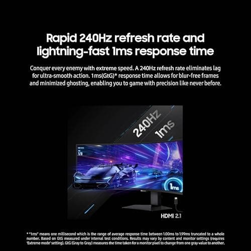 Samsung 49” Odyssey G9 Series DQHD 1000R Curved Gaming Monitor, 1ms(GtG), VESA DisplayHDR 1000, 240Hz, AMD FreeSync Premium Pro, Height Adjustable Stand, Ultrawide Screen, LS49CG954ENXZA, 2024 6