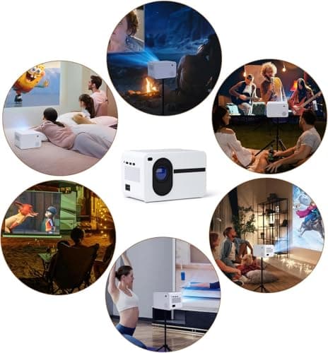 Wielio Projector with WiFi and Bluetooth Native 1080P Full HD Projector 18000 Lumens Outdoor 200" Projection Screen Video Movie Proyector Compatible with Smartphone, HDMI,USB,AV,Fire Stick, PS5, White 7