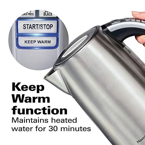 Hamilton Beach 1.7 Liter Temperature Control Electric Kettle, Water Boiler & Heater, Fast Boiling 1500 Watts, BPA Free, Cordless, Auto-Shutoff and Boil-Dry Protection, Stainless Steel (41020R) 5