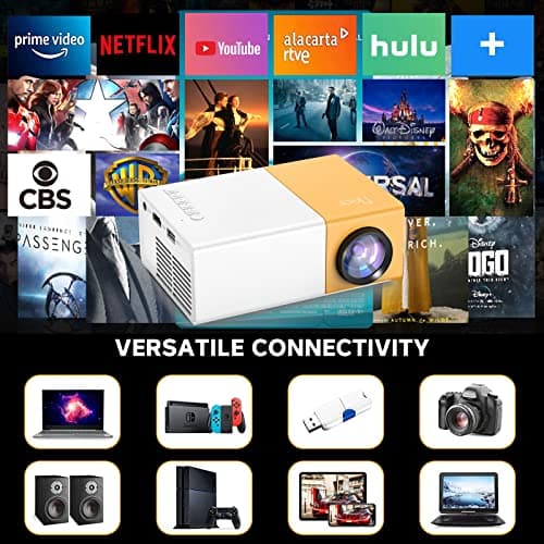 Meer 5G WiFi Mini Projector,Portable Movie Projector,Neat Projector,Proyector Compatible with iphone,Android,Windows,Firestick,PS5,Laptop,Tablet,Provide HDMI,USB,Earphone,AV Port and Remote Controller 5