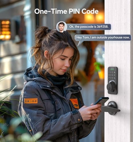 Keyless Entry Door Lock Deadblot with Handle Set, Keypad Door Lock with Handle Smart Door Locks for Front Door with Set, Easy Installation, Auto Locking 8