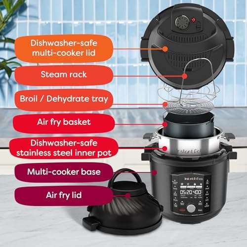 Instant Pot Pro Crisp 11-in-1 Air Fryer and Electric Pressure Cooker Combo with Multicooker Lids that Air Fries, Steams, Slow Cooks, Sautés, Dehydrates, & More, Free App With Over 800 Recipes, 8 Quart 5