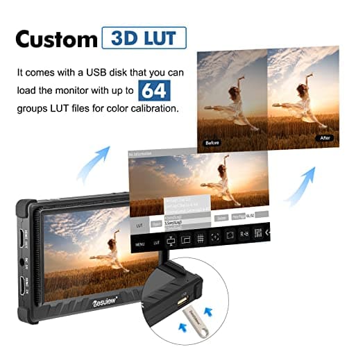 Desview P5II Camera Field Monitor with NP-F550 Lithium-Ion Battery Pack, 5.5 inch 800nits 1920 * 1080P 4K HDMI Field Monitor with HDR 3D LUT RGB Waveform Vectorscope False Color for DSLR Camera 6