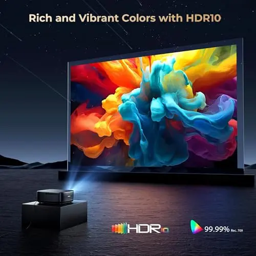 [1200 ANSI & Audio by dbx-tv] Alvar Projector with WiFi 6 and Bluetooth, 30W Speakers, Built in NetfIix App & DoIby Audio Outdoor Proyector, Auto Focus & Keystone Native 1080P Smart Projector, Black 6