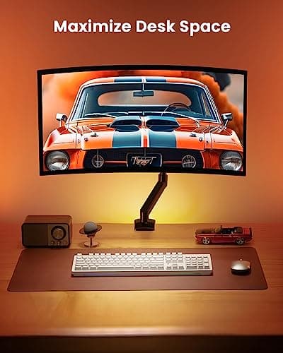 ErGear Single Monitor Arm for 13-36 inch Screens, Adjustable Gas Spring Monitor Mount Holds up to 22 lbs, Computer Monitor Stand with VESA Mount, C-Clamp & Grommet Base, Max VESA 100x100mm 6