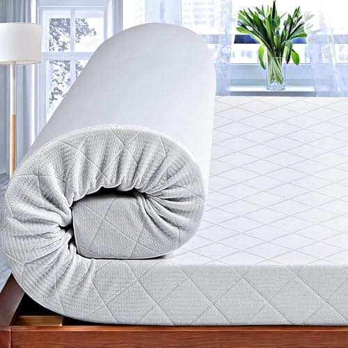 CISTNY 3 Inch Cooling Memory Foam Mattress Topper Queen, High Density Foam Bed Topper with Washable Removable Bamboo Cover, Organic, Hypoallergenic, Oeko-TEX Queen Size Mattress Toppers