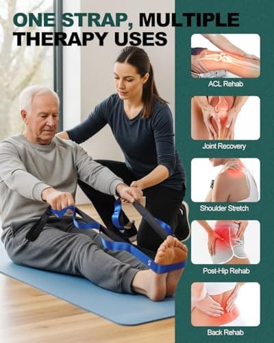 Trideer Stretching Strap for Physical Therapy, Non-Elastic Yoga Strap with 10 Loops, Durable Nylon Stretch Bands for Exercise, Pilates, Gymnastics, Leg Stretcher with Guidance 5