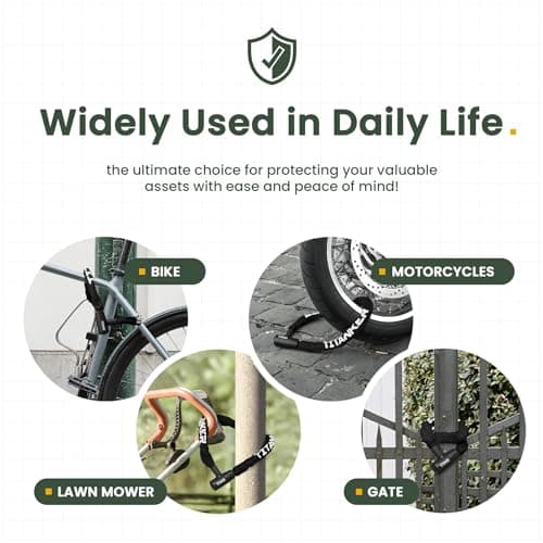 Titanker Bike Chain Lock with Key, 3.3 Feet Heavy Duty Anti-Theft Bike Lock Chain Security Bicycle Chain Locks for Bike, Motorcycle, Bicycle, Door, Gate, Fence, Grill (8mm Thick Chain, Black) 6