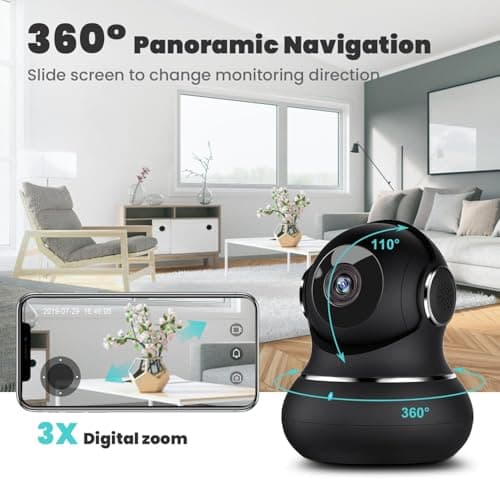litokam 2K Indoor Security Camera, 360° Cameras for Home Security Indoor with Motion Detection, Pet Cam with Phone App, Baby Monitor-Night Vision 8