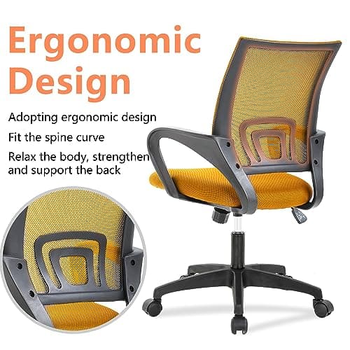 Home Office Chair Ergonomic Desk Chair Mesh Computer Chair with Lumbar Support Armrest Executive Rolling Swivel Adjustable Mid Back Task Chair for Women Adults,Orange 7