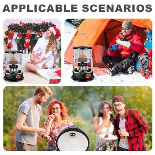 WBNVYLK Kerosene Space Heaters, 9500 BTU/H 2 In 1 Kerosene Heaters, non-Electric indoor/Outdoor Heaters, Height Adjustable Kerosene Stove, for Home, Garage, Basement And Camping And Patio Black. 8