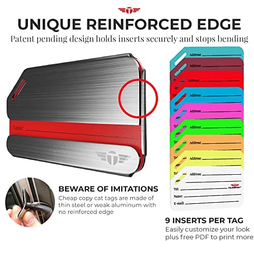 Original Indestructible Luggage Tags for Travel Stand Out with Stainless Steel Privacy Personalized Luggage Tags with Free Smart Bag Tag Recovery Included (Two Pack) 6