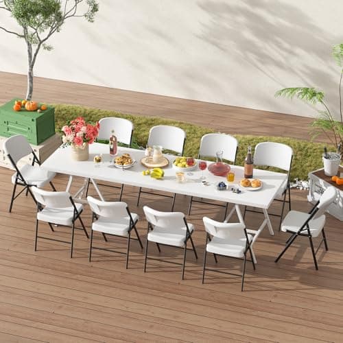 Elevon Folding Chairs Heavy Duty Plastic Chairs with 350-Pound Capacity for Home Office Camping Kitchen Dining Wedding Party Event Picnic, White, 2-Pack 7