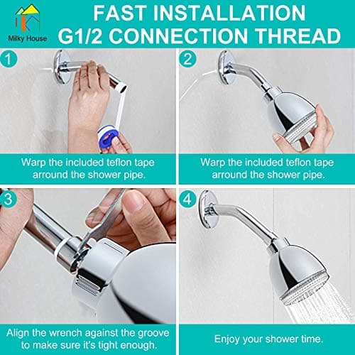 LED Shower Head, Shower Head with Light, 7 Color Flash Light Automatically Changing LED Fixed Showerhead for Bathroom Adjustable High Pressure Rain Shower Head Light up for Kid Adult Easy Installation 8