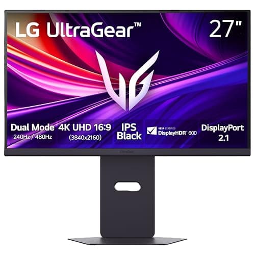 LG 27G850A-B 27-inch Ultragear 4K UHD (3840 x 2160) IPS Gaming Monitor, Dual-Mode 240Hz, 1ms, NVIDIA G-Sync Compatible, AMD FreeSync Premium Pro, VESA DisplayHDR 600, HDMI, DisplayPort 2.1, Black