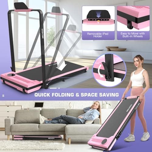 ANCHEER Treadmill with Handles, 3.0 HP Foldable Walking pad with 12% Incline, 320 lbs Capacity-Portable Under Desk Folding Treadmills for Home Small with Widened Belt/Remote Control 6
