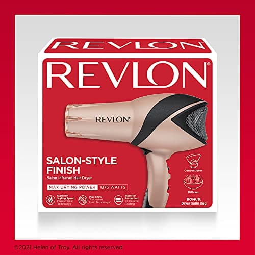 REVLON Infrared Hair Dryer | 1875 Watts of Maximum Shine, Softness and Control, (Rose Gold) 8