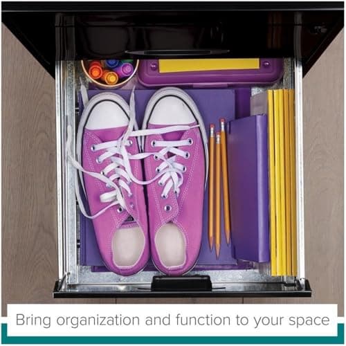 Hirsh Space Solutions 27" H x 14" W 3-Drawer Modern Metal File Cabinet with Pencil-Drawer, High-Sides, Letter Size, for Small Office/Home Office, in Black Finish 6