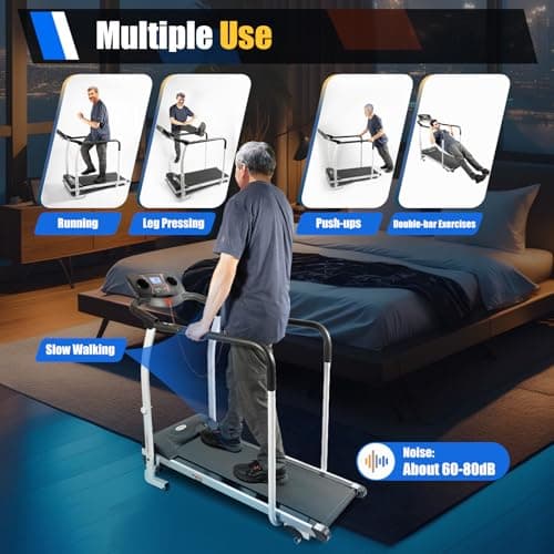 PIAOCAIYIN Treadmills for Seniors, Exercise Treadmill w/LCD Display Screen, Walking Machine for Home, Recovery Fitness Exercise Machine w/PVC Running Belt, 220lbs Capacity, Adjustable Speed 6
