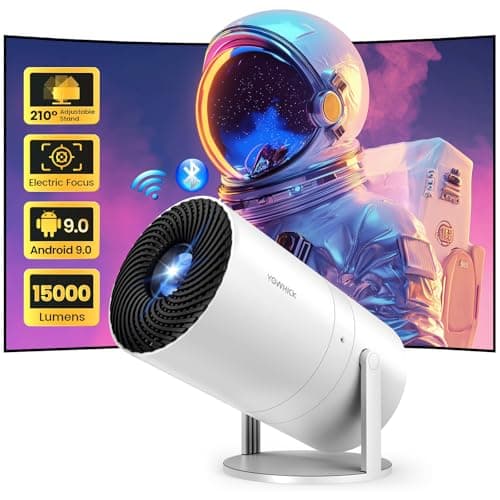 [Electric Focus & Built-in Apps ] Mini Projector with Wifi6 and Bluetooth, 15000L Native 1080P Outdoor Portable Movie Projector, 210° Rotation 4k Support for iPhone/Android/ TV Stick/HDMI/Laptop