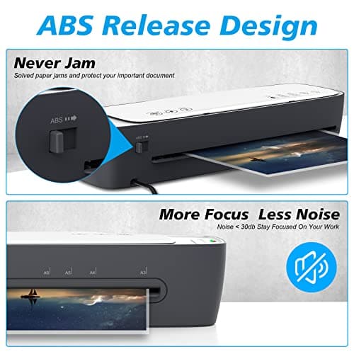 Laminator Machine 13-Inch Thermal Lamination with Laminating Sheets 9 in1 Office Desktop Laminate Machine, Portable A3 Laminater for Teachers Personal 60S Warm-Up Never Jam 5