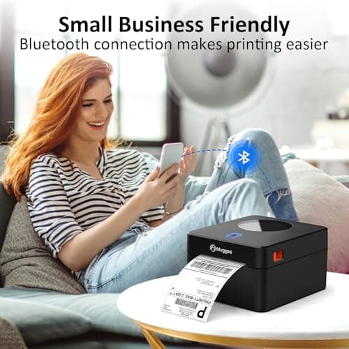 Mvgges Bluetooth Shipping Label Printer, Thermal Label Printer 4x6 for Shipping Packages, Support Windows, Mac, iOS, iPhone, Android, Used for Amazon, Ebay, Shopify, Etsy, UPS, USPS,Matte Black 7