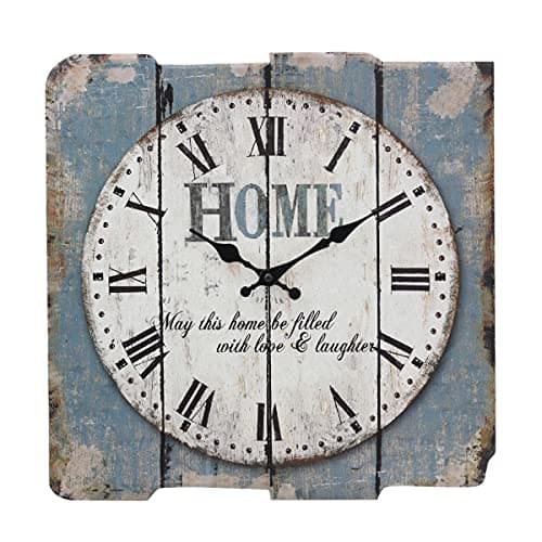 Stonebriar Square 15" Rustic Farmhouse Worn Blue and White Roman Numeral Battery Operated Wall Clock