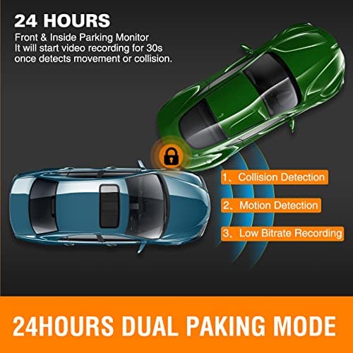 Dash Cam Front and Inside, FHD Dashcams for Cars with 64GB Card Dash Camera for Cars, 1080P Front Dash Cam+1080P Inside Dashcam for Car Dash Camera with IR Night Vision Loop Recording 6