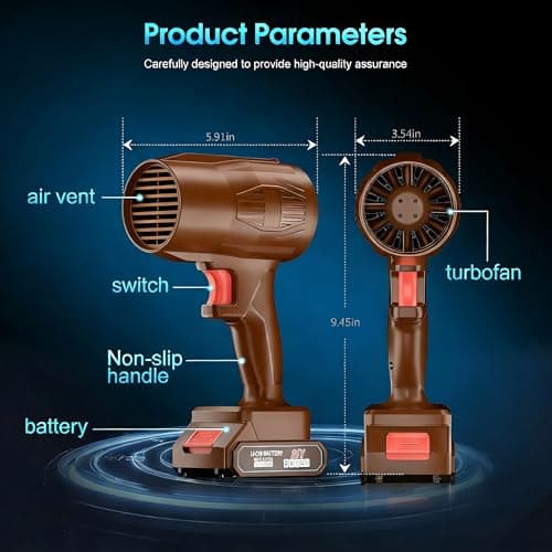 Cordless Leaf Blower,21V Electric Handheld Leaf Blower,with 2×4.0Ah Batteries & Fast Charger,500000RPM Blower for Patio Cleaning, Lawn Care, Blowing Leaves and Dust 5