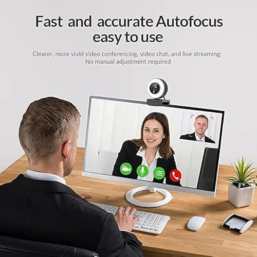 Angetube Streaming 1080P HD Webcam Built in Adjustable Ring Light and Mic. Advanced autofocus AF Web Camera for Google Meet Gamer Facebook YouTube Streamer 6