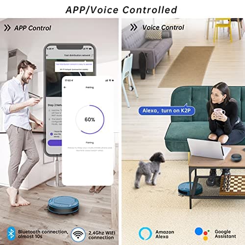 OKP Robot Vacuum Cleaner, WiFi/App/Alexa, Automatic Charging, Robot Vacuum with Real Time Mapping of Paths, Quiet Operation, Suitable for Hard Floors, Pet Hair, and Carpets, K2-Pro 10