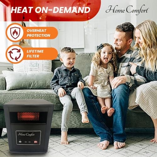 Home Comfort 1500w Infrared Heater - Energy Efficient Space Heater for Year-Round Indoor Warmth, With Thermostat and Remote Control, Portable Warmer for Bedroom, Living and Large Spaces - Black, 1500W 3