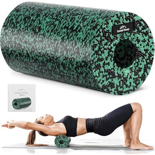 EVEREST FITNESS Foam Roller - Medium Density Level - Foam Rollers for Back Pain or Muscle Massage - Deep Tissue Massage - Black/Green
