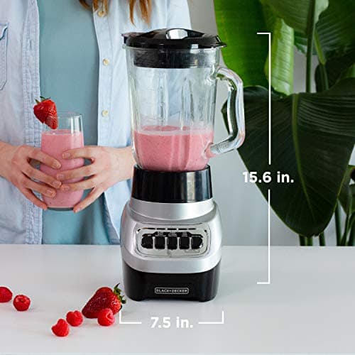 BLACK+DECKER PowerCrush Multi-Function Blender with 6-Cup Glass Jar, 4 Speed Settings, Silver 8