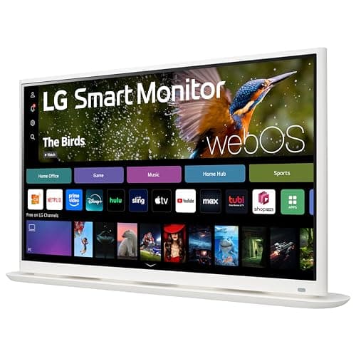 LG 32SR70U-W 32-Inch 4K UHD Smart Monitor with IPS Display webOS 23 USB Type-C Speakers x2 HDR 10 AirPlay 2 Screen Share Bluetooth Remote - White