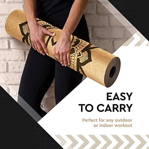 Motivated Mindset Eco-Friendly Cork Yoga Mat | Premium Design, Natural Sustainable Cork | Non-Slip Exercise Mat Great for Yoga, Pilates, & Home Workouts | Extra Large Size (72 in x 24 in x 6 mm Thick) 5