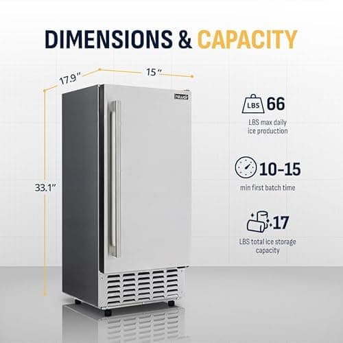 Newair 15" Undercounter Nugget Ice Maker, Pebble Ice Maker Producing 66 lbs. Daily, Built-in or Freestanding in Stainless Steel, Sonic Ice Makers for Home, Bar, Restaurant 7