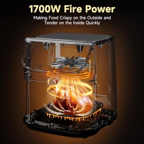 Kitchen Elite Air Fryer Oven with Stainless Steel, 9.5QT Large Airfryer, 9 1-Touch Cooking Presets, 400°F Temp, Large Window, Nonstick, Panel Tilt Friendly, Bake, Roast, Reheat, Dehydrate, 1700W 5