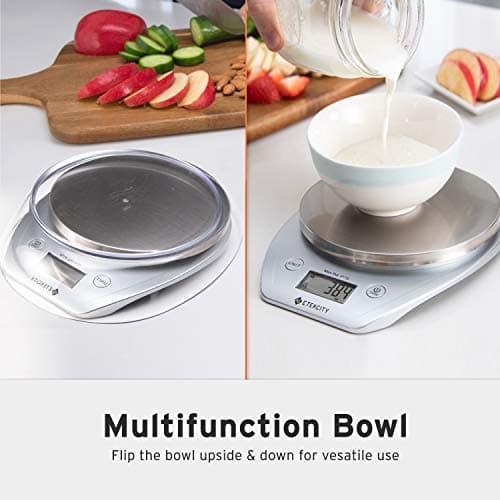 Etekcity Food Kitchen Scale Bowl, Digital Ounces and Grams for Cooking, Baking, Meal Prep, Dieting, and Weight Loss, 11lb/5kg, Silver 6